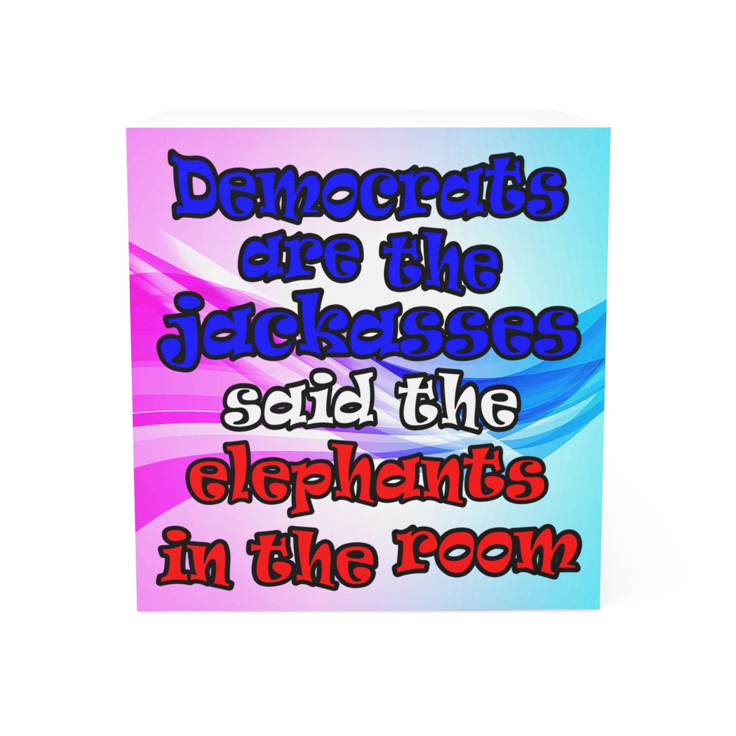 donkeys and elephants - note cube (light blue-pink wave)