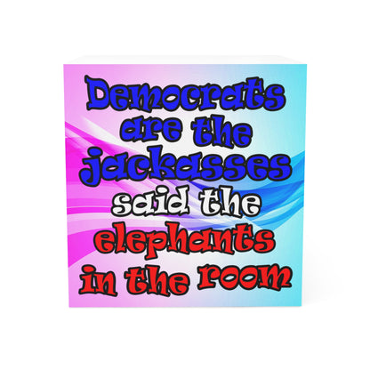 donkeys and elephants - note cube (light blue-pink wave)