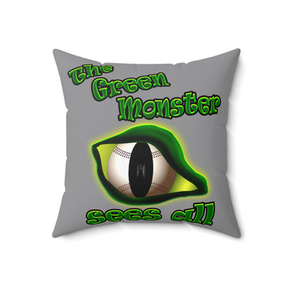 green monster - Spun Polyester Square Pillow - (grey)