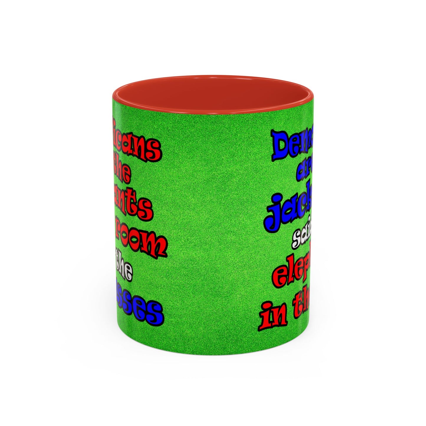 donkeys and elephants - Accent Mug (green turf)
