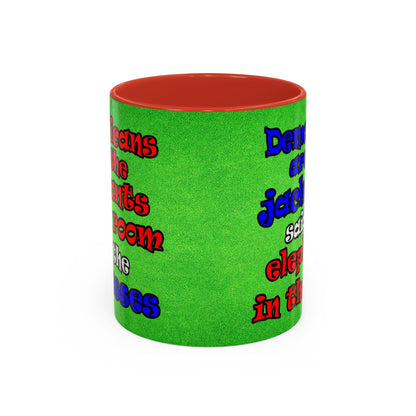 donkeys and elephants - Accent Mug (green turf)