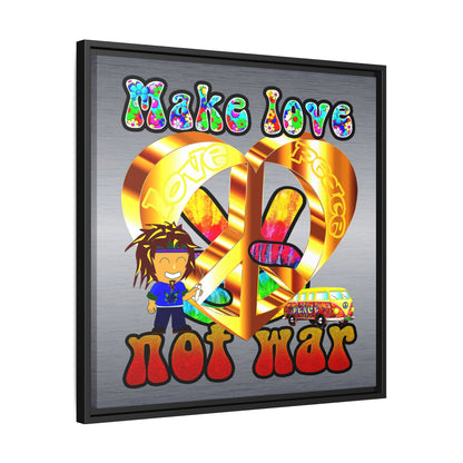 love peace - framed canvas art (brushed nickel)