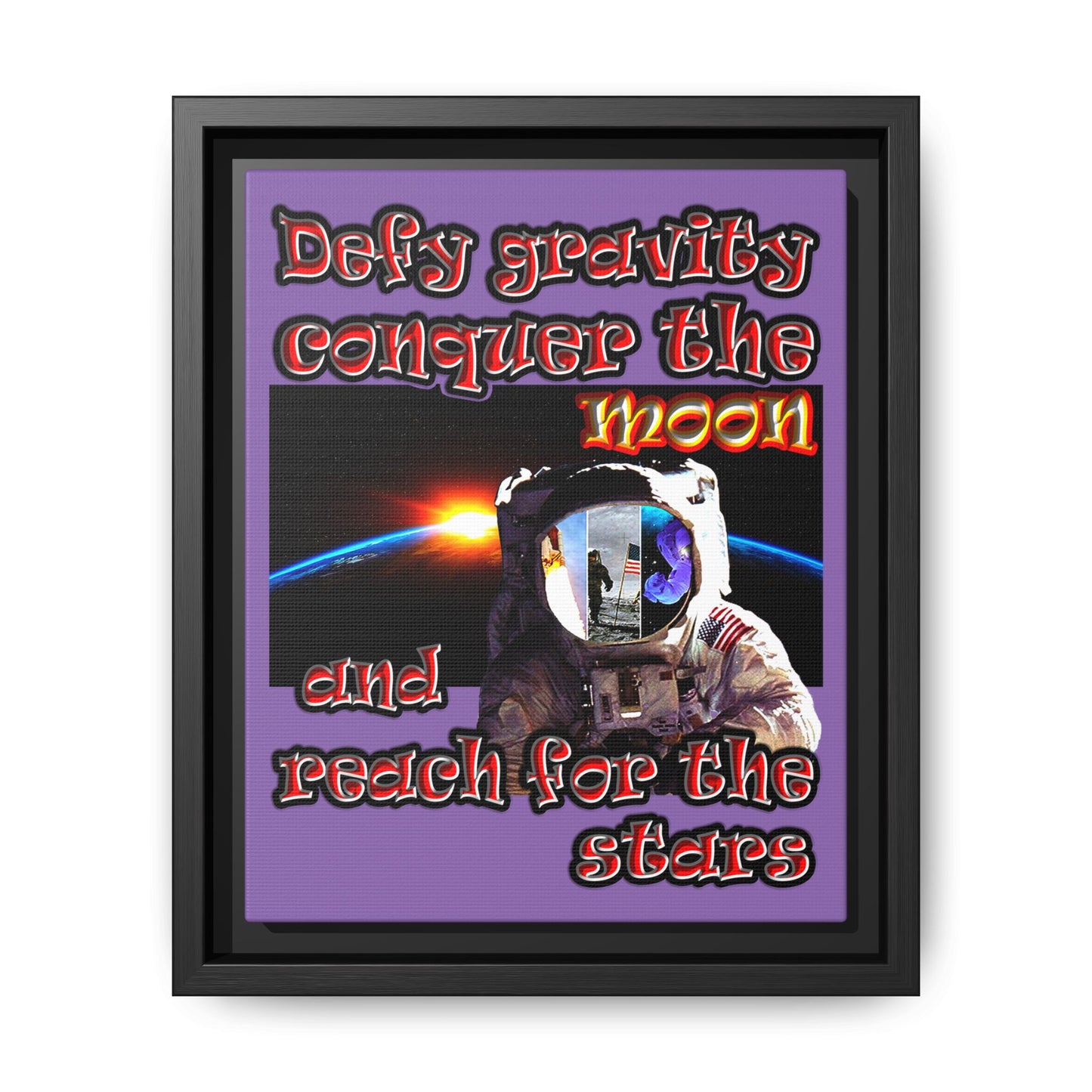 defy conquer reach - framed canvas art (light purple)