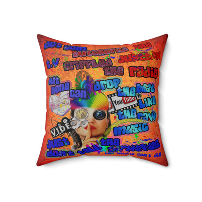drop the beat - Spun Polyester Square Pillow - (burnt orange)