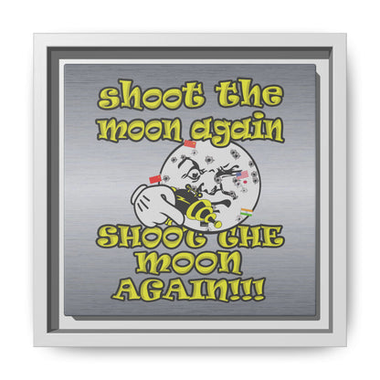 shoot the moon again - framed canvas art (brushed nickel)