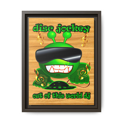 disc jockey - framed canvas art (butterscotch wood finish)