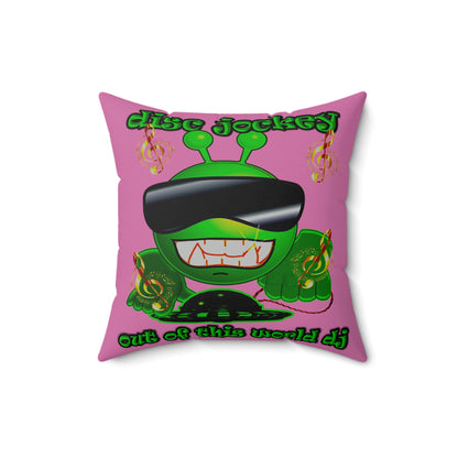 disc jockey - Spun Polyester Square Pillow - (light pink)