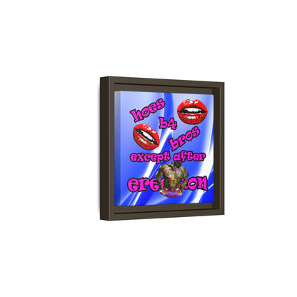 hoes b4 bros - framed canvas art (blue-white wave)