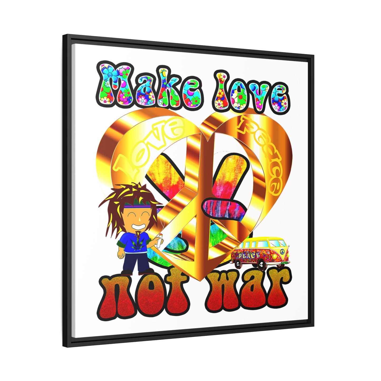 love peace - framed canvas art (white)