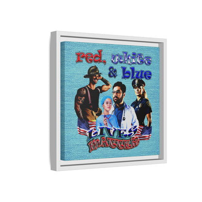 rw&b lives matter - framed canvas art (faded blue)