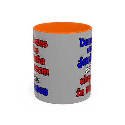 donkeys and elephants - Accent Mug (light grey)