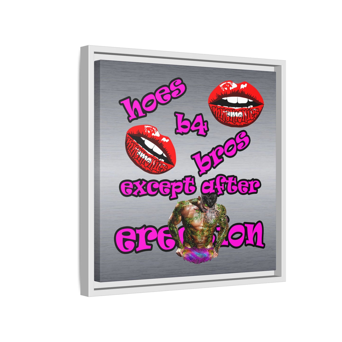 hoes b4 bros - framed canvas art (brushed nickel)