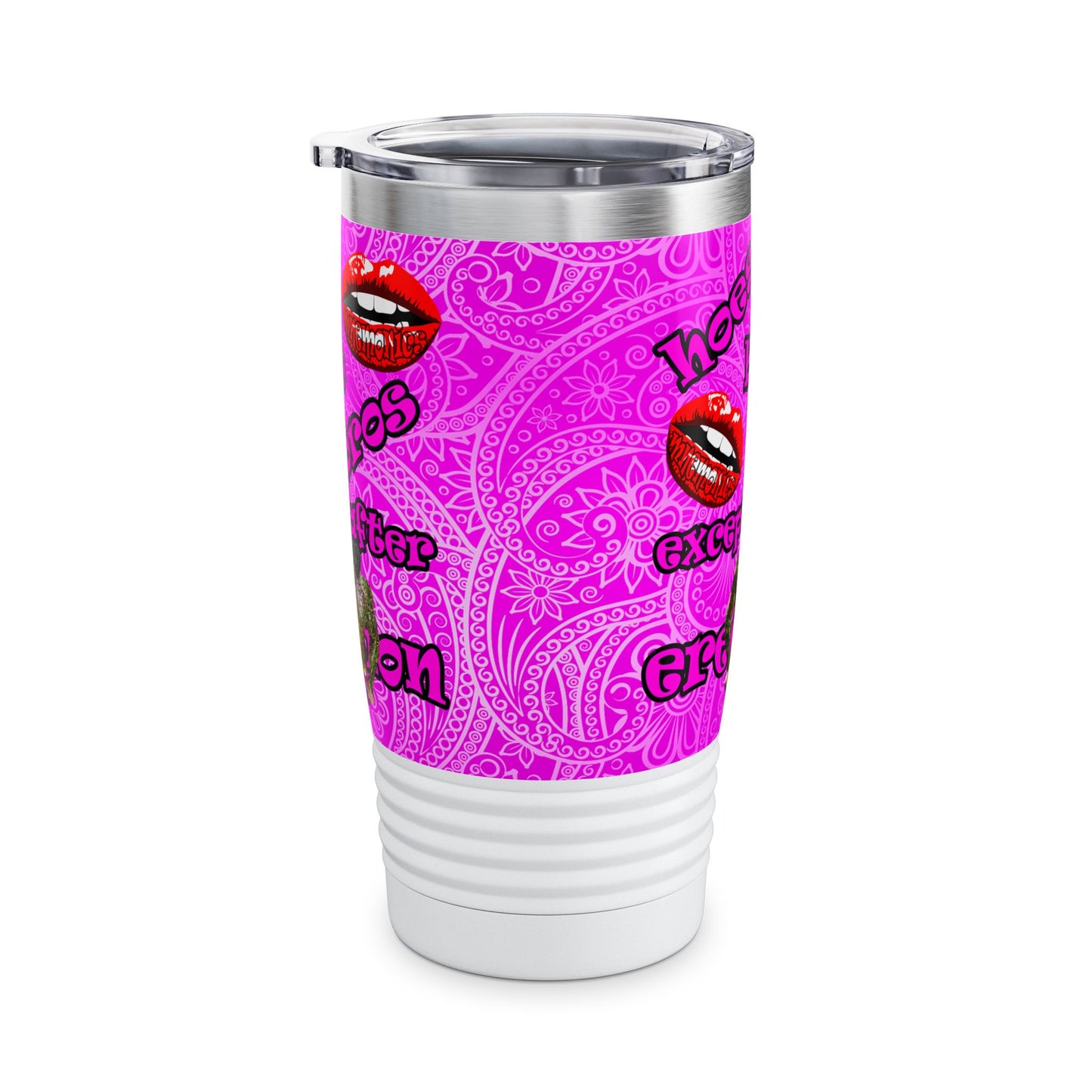hoes b4 bros - Ringneck Tumbler, 20oz (pink swirl)