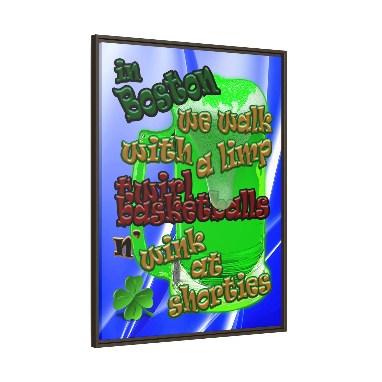 celtics logo - framed canvas art (blue-white wave)