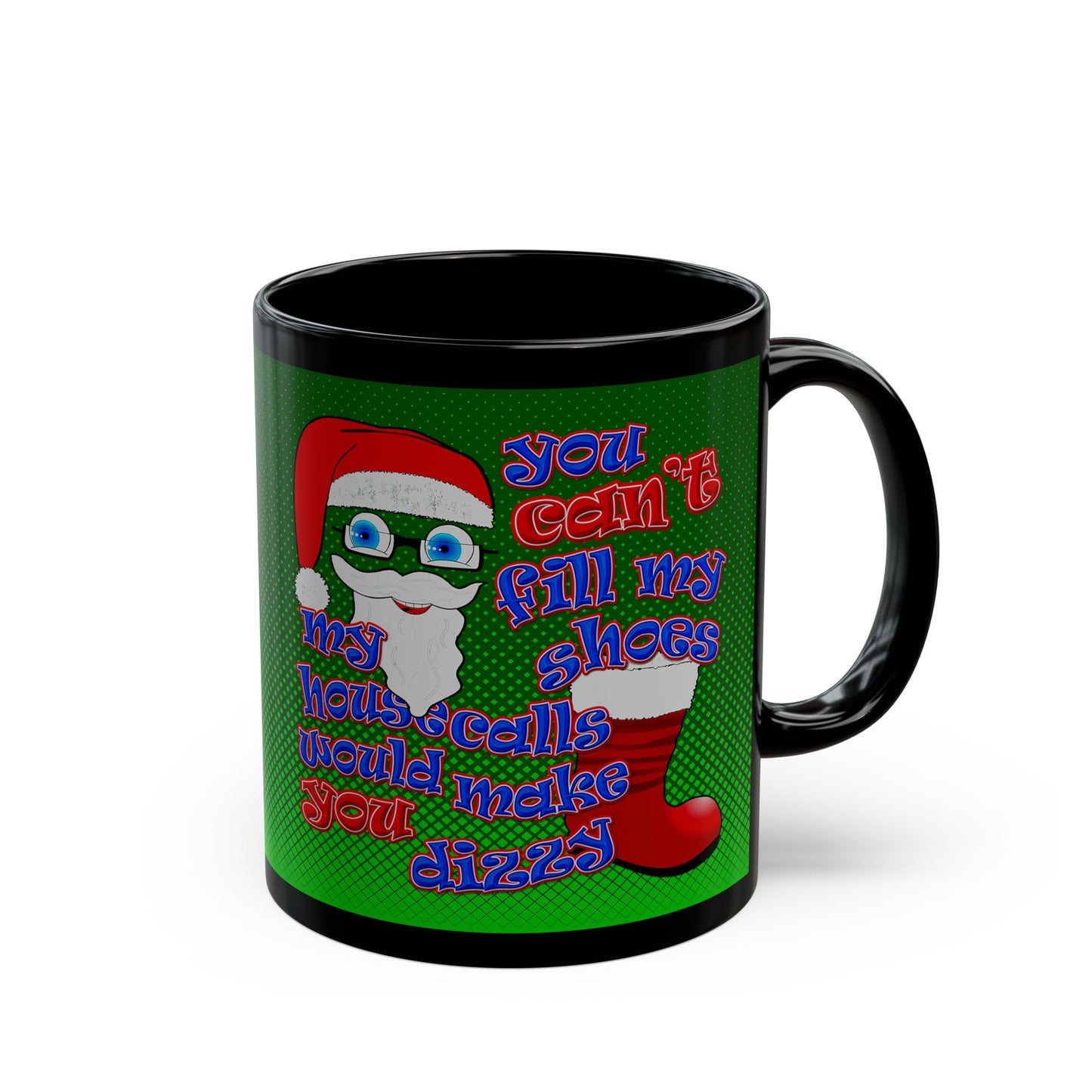 santa's shoes - Black Mug (logo green)