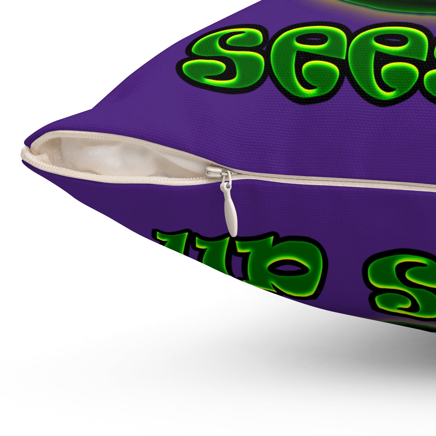 green monster - Spun Polyester Square Pillow - (purple)