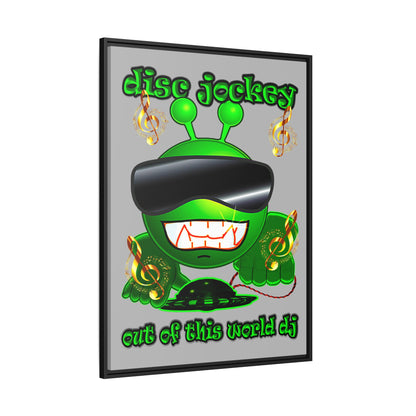 disc jockey - framed canvas art (light grey)