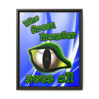 green monster - framed canvas art (blue-white wave)
