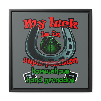 my luck - framed canvas art (dark grey)
