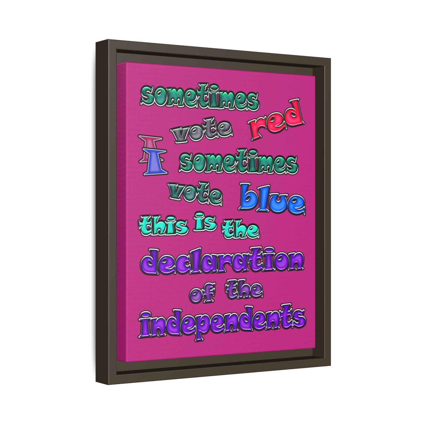 declaration of the independents - framed canvas art (pink)