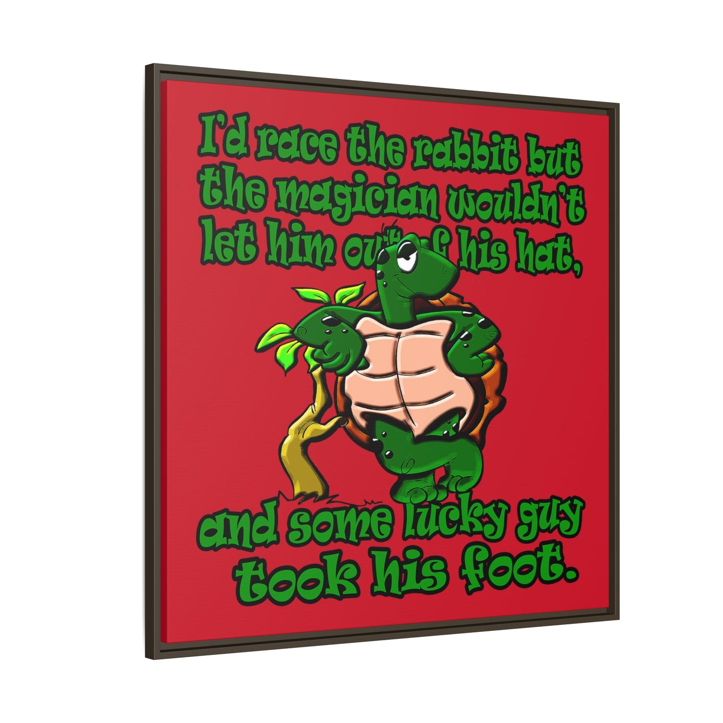 turtle race - framed canvas art (dark red)
