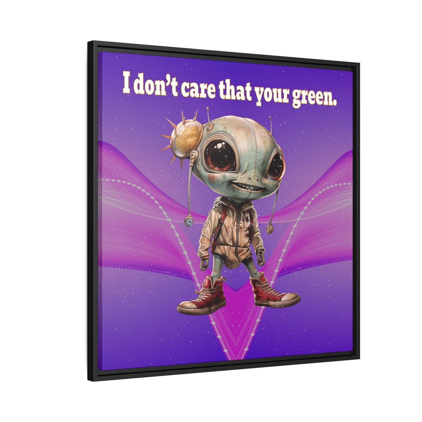 I don't care that your green - framed canvas art (purple-pink wave)