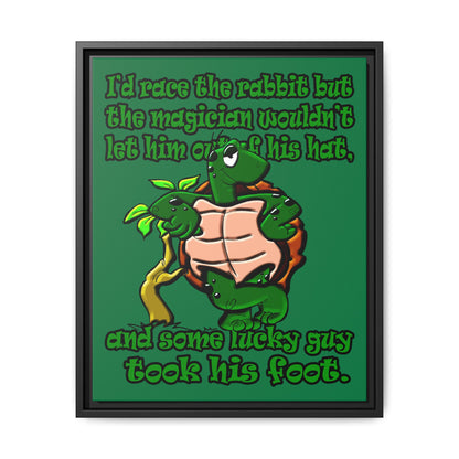 turtle race - framed canvas art (dark green)