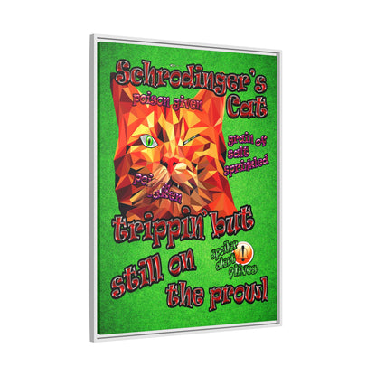 schrodinger's cat - framed canvas art (green turf)