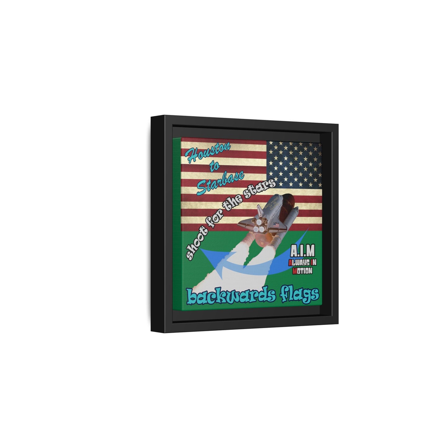 shoot for the stars - framed canvas art (dark green)