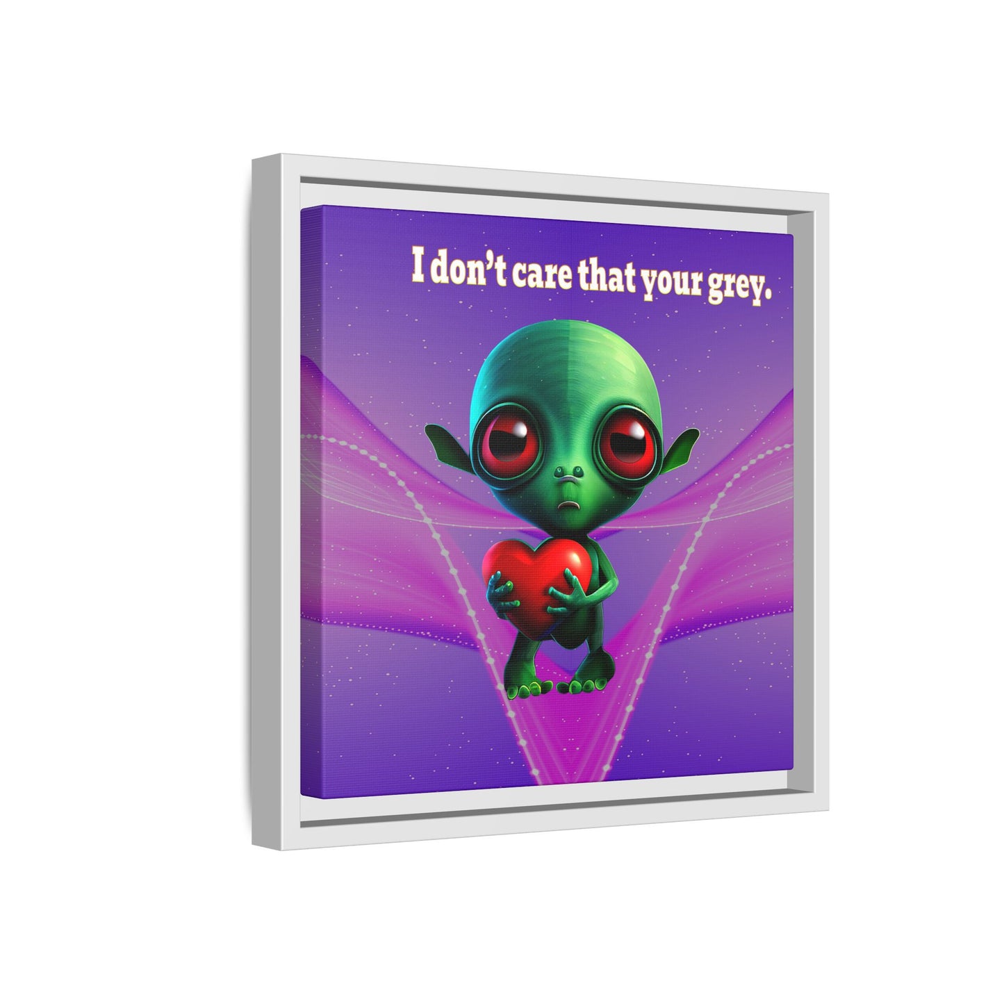 I don't care that your grey - framed canvas art (purple-pink wave)