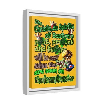 christmas spirits of boston - framed canvas art (yellow)