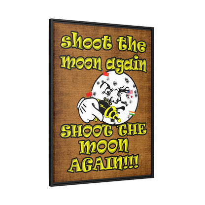 shoot the moon again - framed canvas art (brown papyrus)