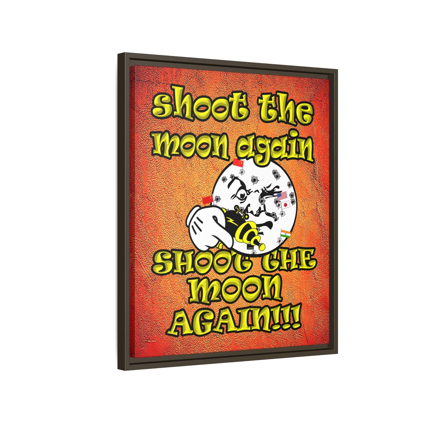 shoot the moon again - framed canvas art (burnt orange)