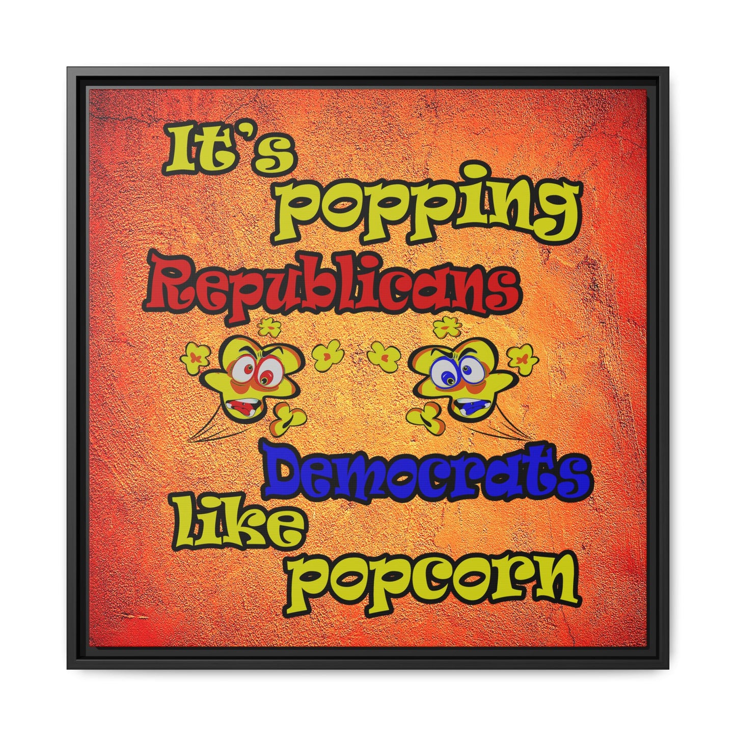 popping like popcorn - framed canvas art (burnt orange)
