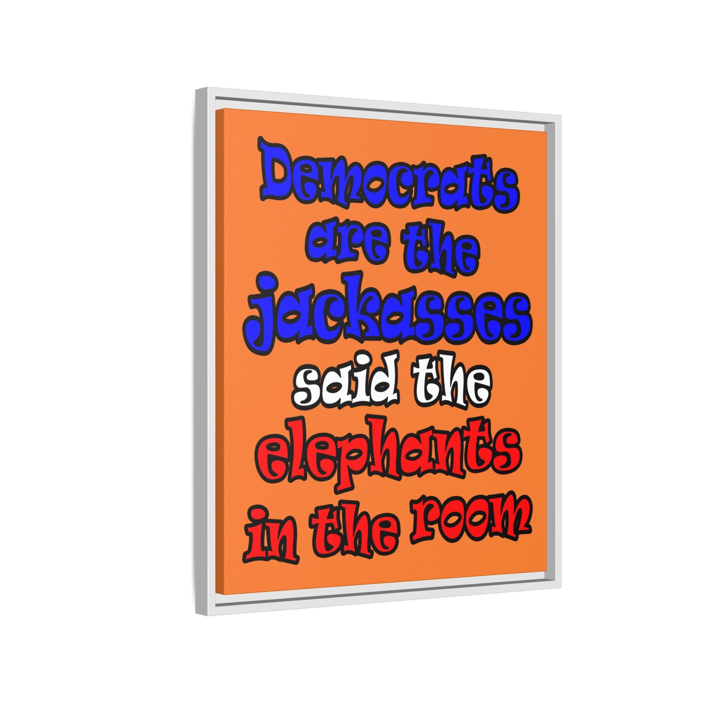 donkeys and elephants - framed canvas art (crusta)