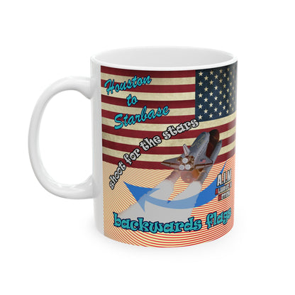 shoot for the stars - White Mug (yellow-orange wave)