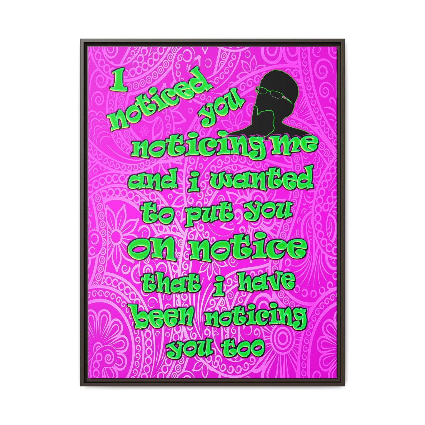 noticed you noticing - framed canvas art (pink swirl)
