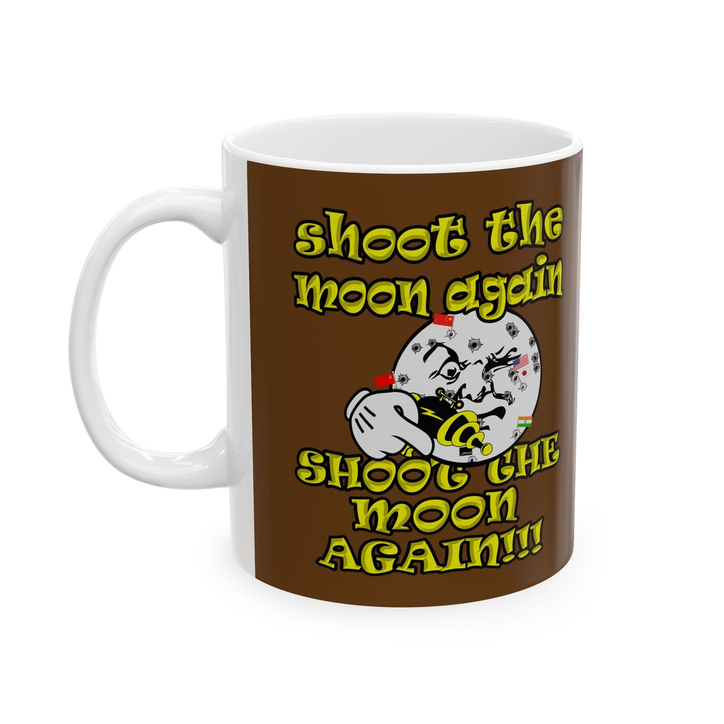 shoot the moon again - White Mug (brown)