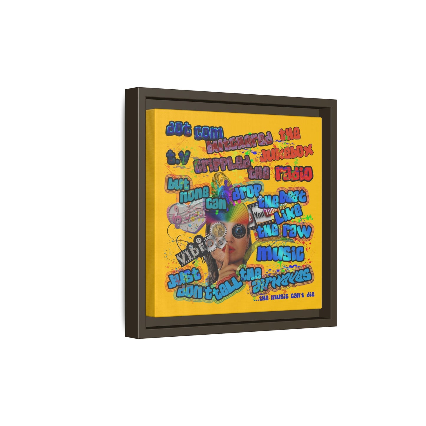 drop the beat - framed canvas art (yellow)