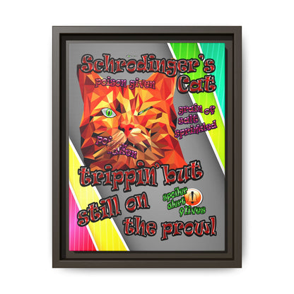 schrodinger's cat - framed canvas art (rainbow split)