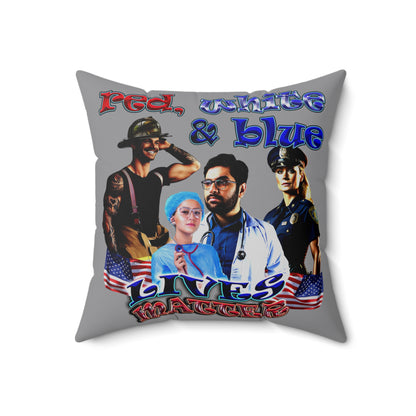 rw&b lives matter - Spun Polyester Square Pillow - (grey)