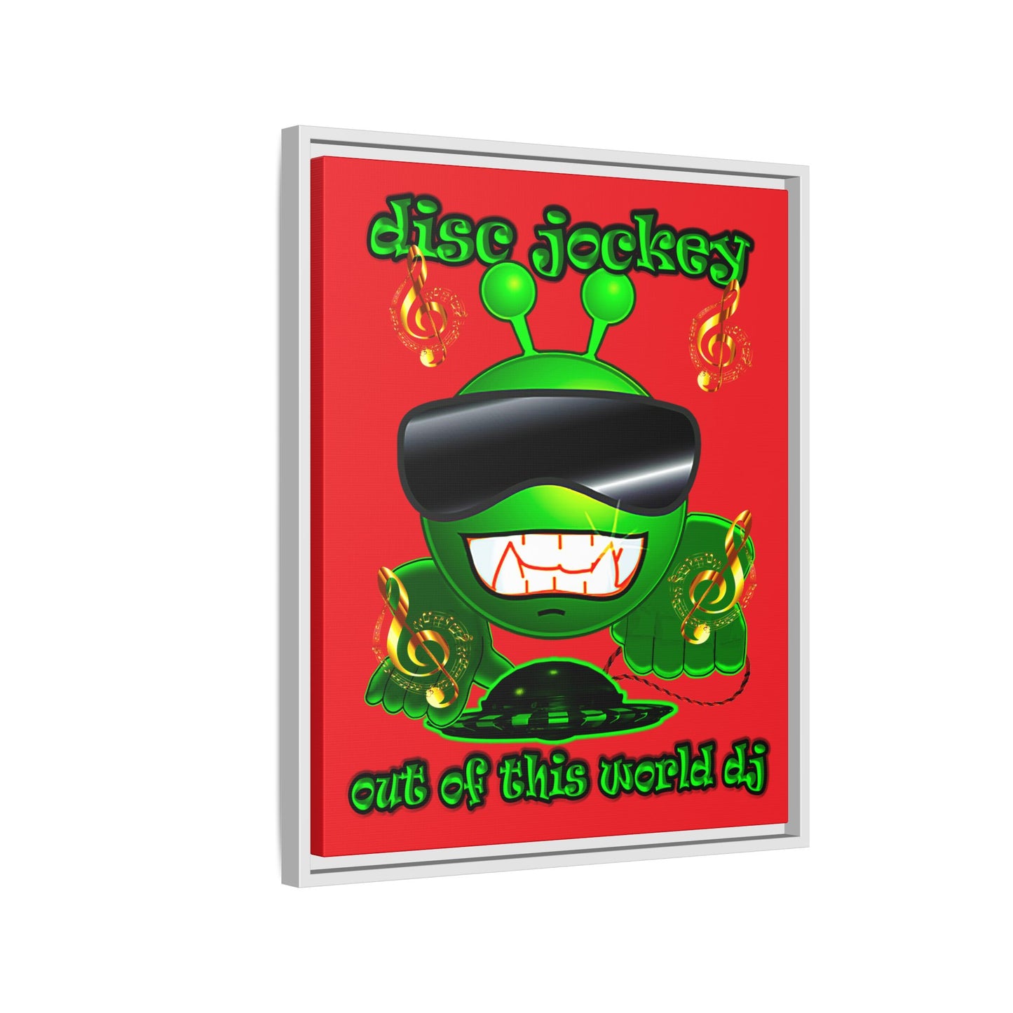 disc jockey - framed canvas art (red)