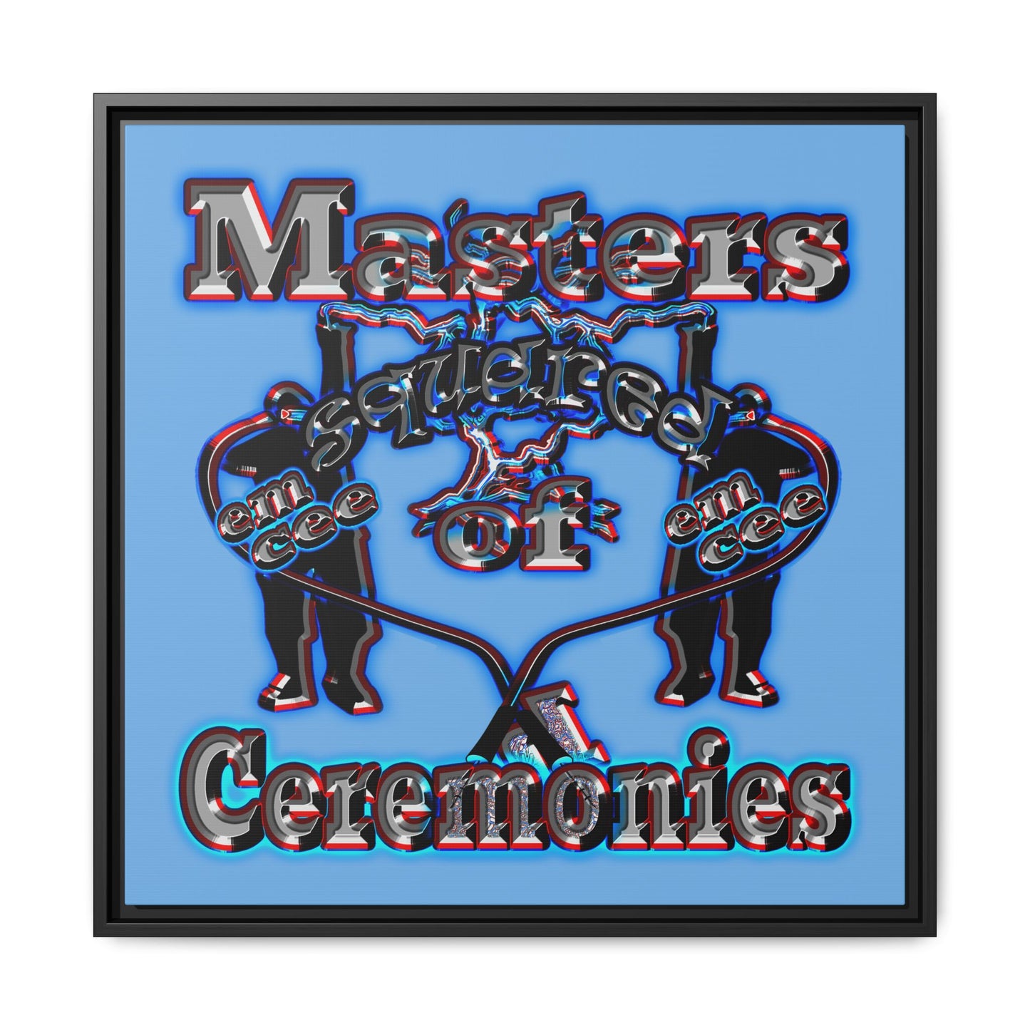 em cee squared - framed canvas art (light blue)