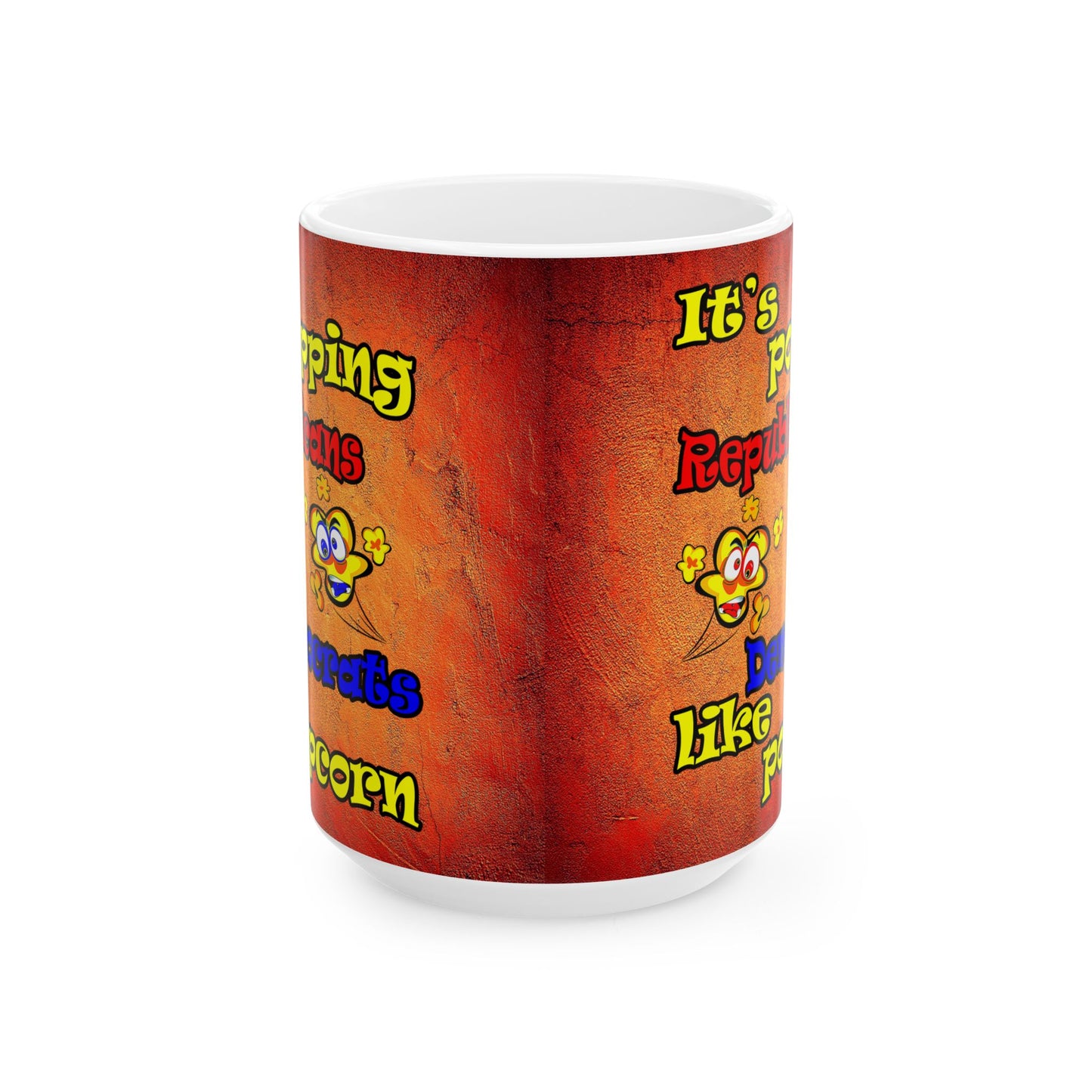 popping like popcorn - White Mug (burnt orange)