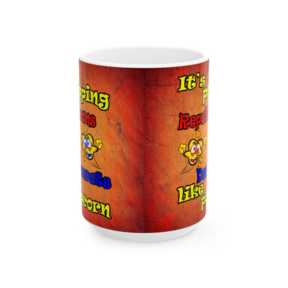 popping like popcorn - White Mug (burnt orange)