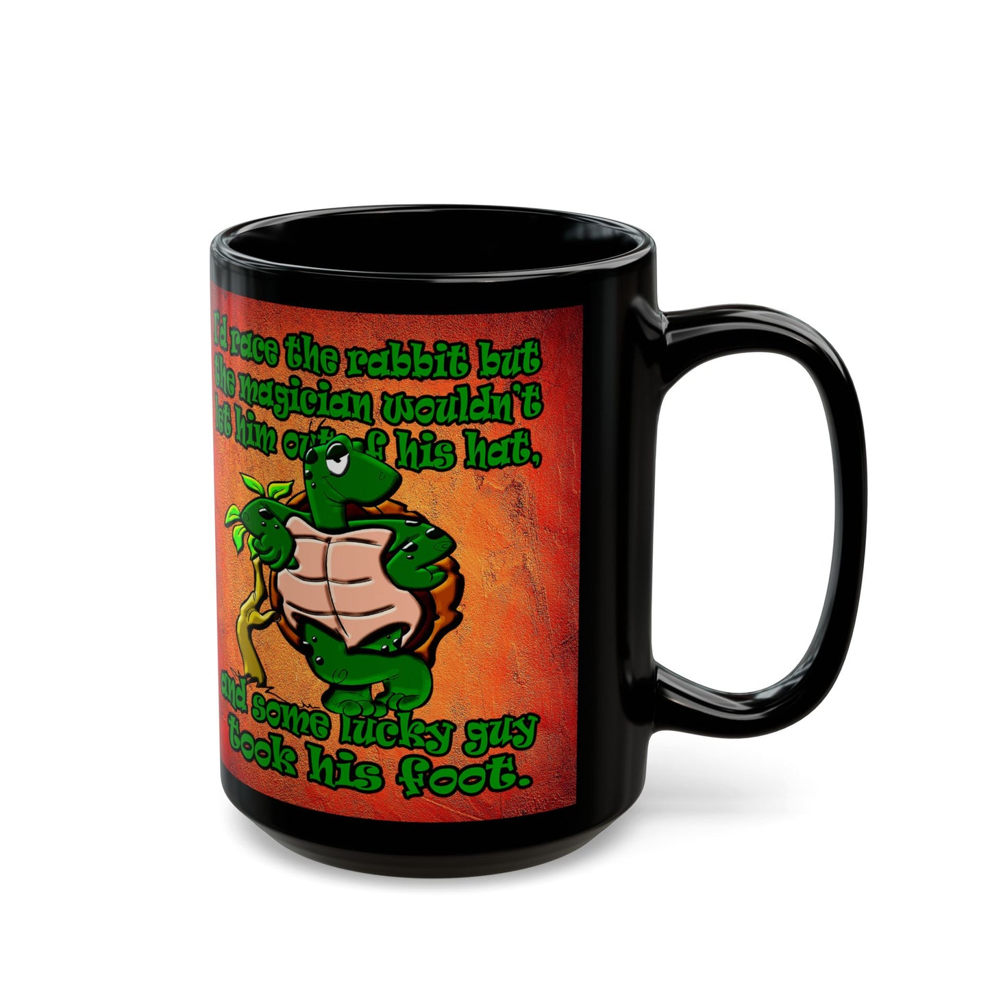 turtle race - Black Mug (burnt orange)