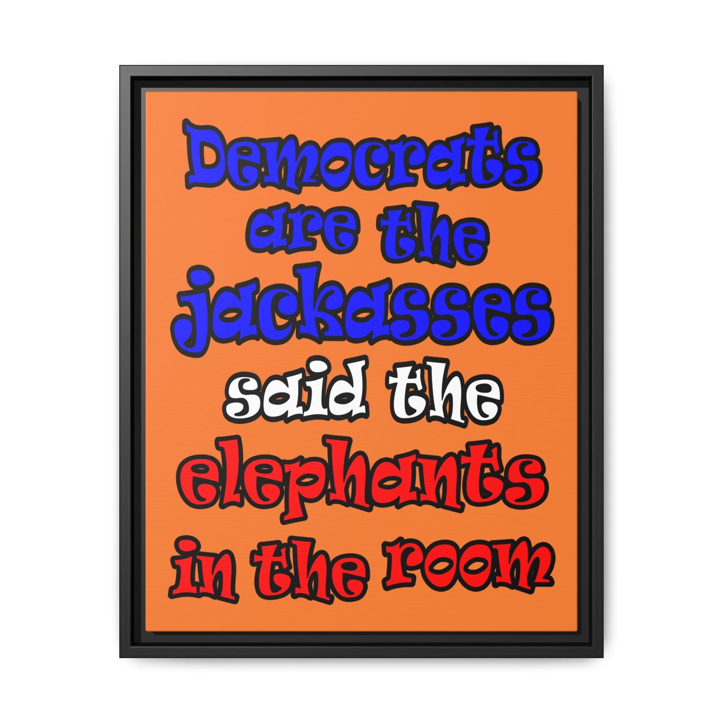 donkeys and elephants - framed canvas art (crusta)