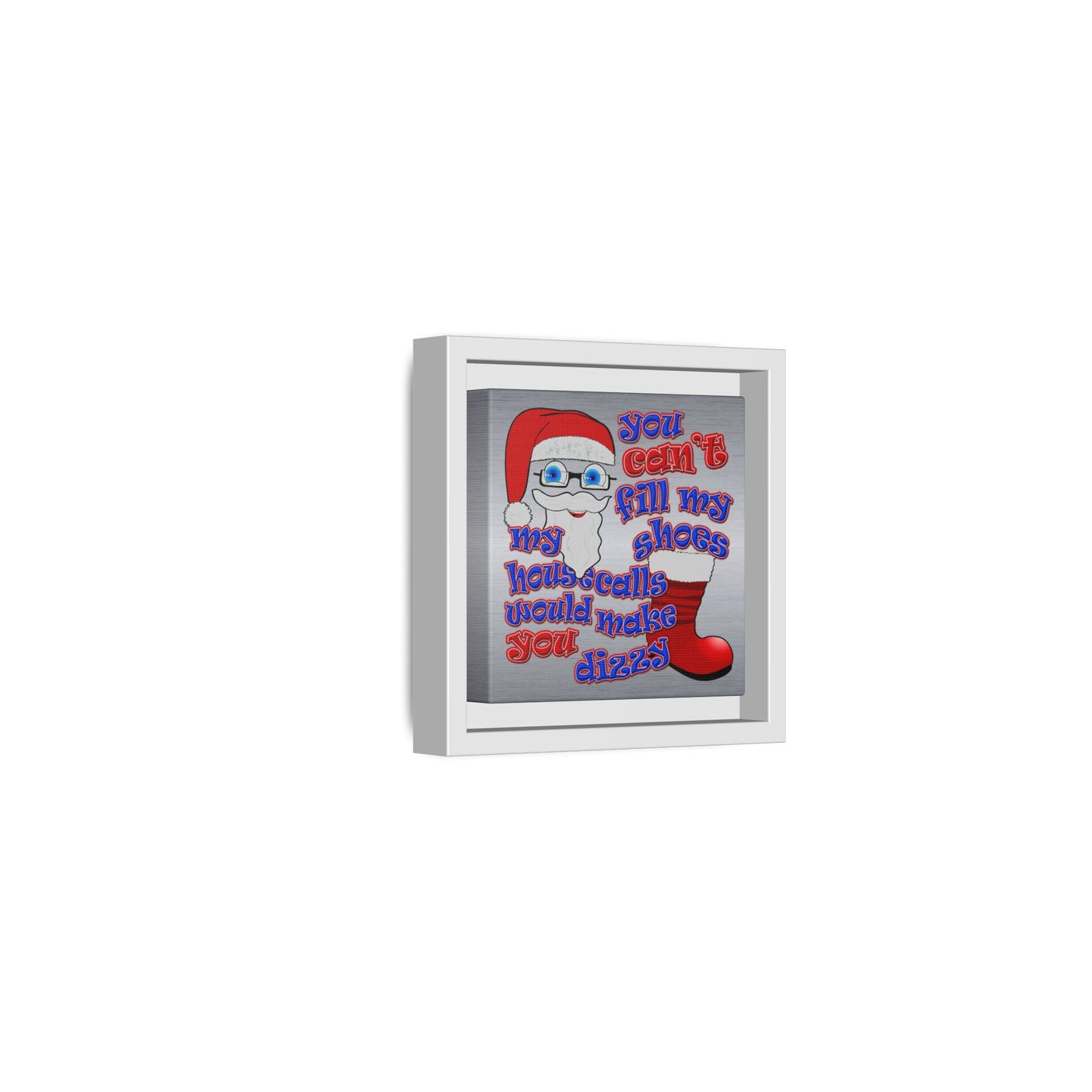 santa's shoes - framed canvas art (brushed nickel)