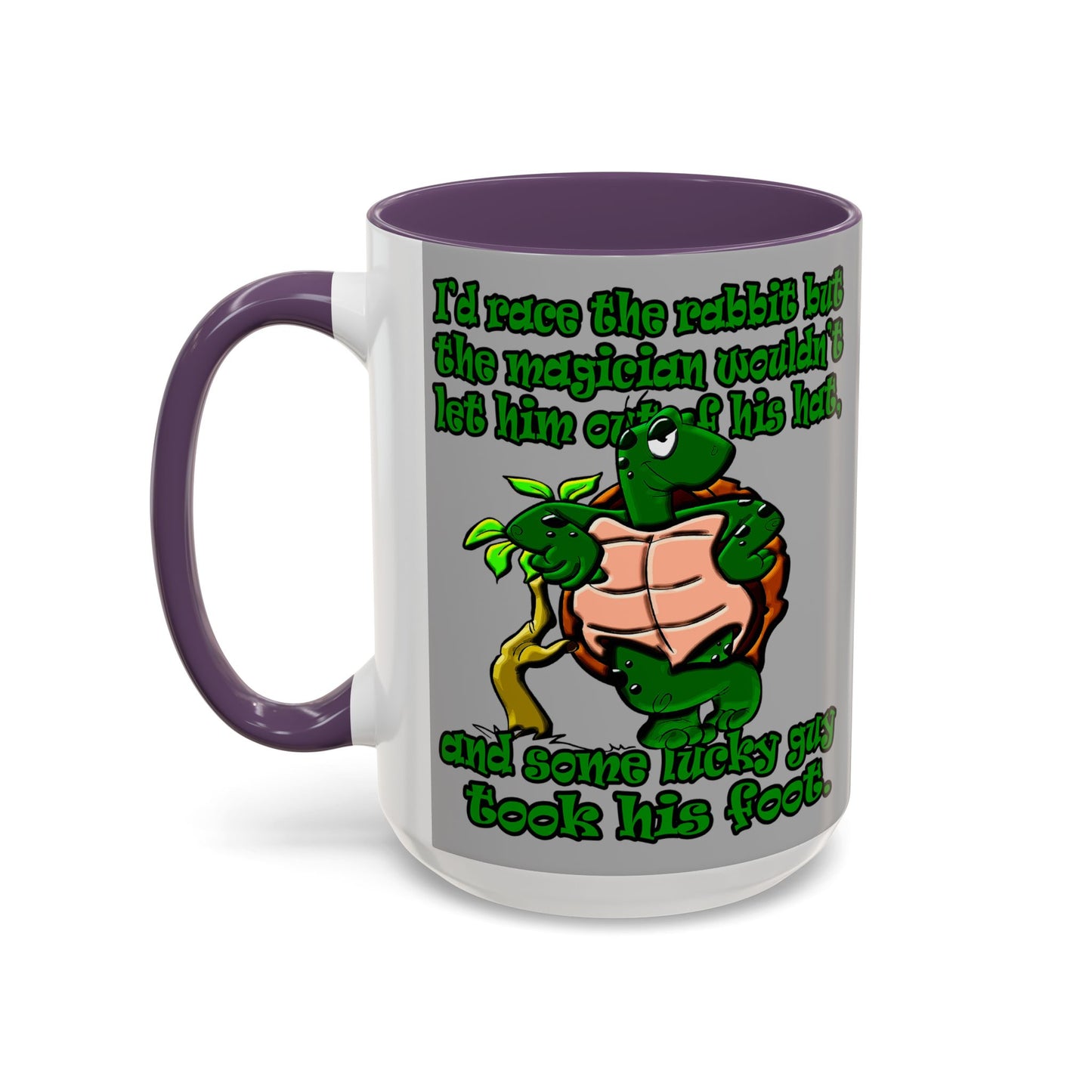 turtle race - Accent Mug (light grey)