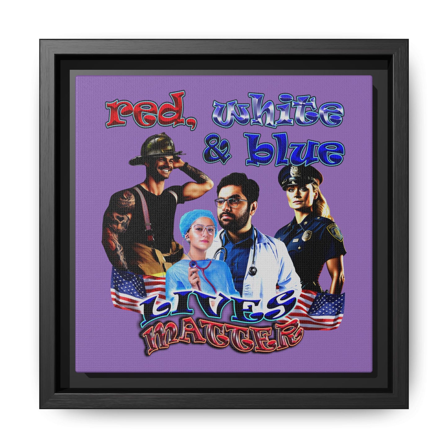 rw&b lives matter - framed canvas art (light purple)
